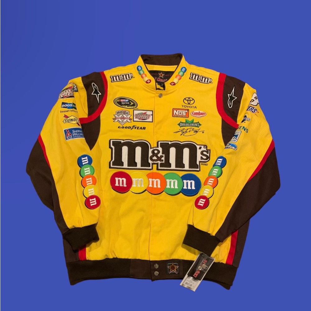 Authentic Nascar Kyle Busch JH Designs M&M’s Snaps Yellow Racing Jacket XL